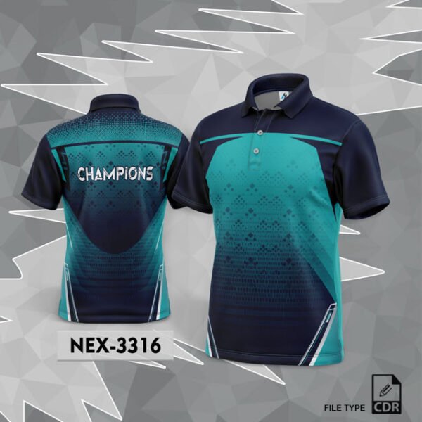 NEX 3316 TEAL BLUE WITH NAVY BLUE GRADIENT SPORTSWEAR SUBLIMATION JERSEY DESIGN