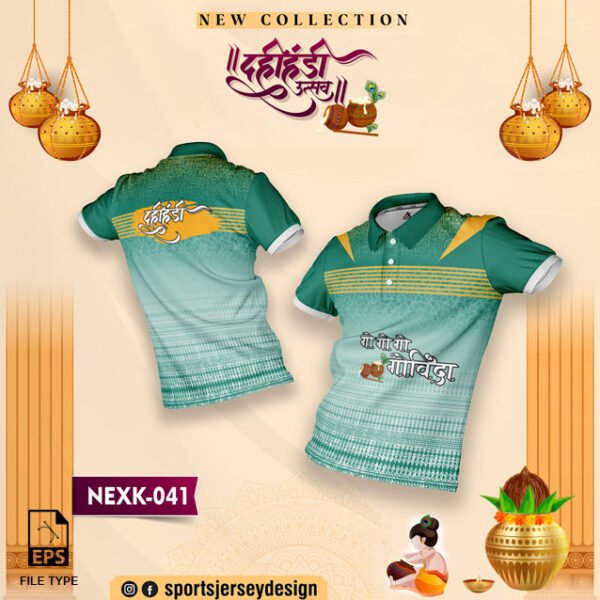 NEXK-41 Dahi Handi Festival Jersey Design In Bisleri And White Colour